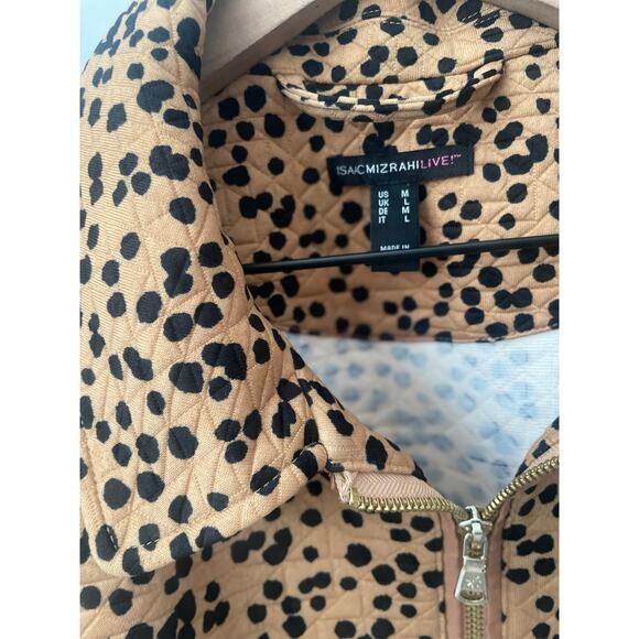 B1G2 FREE 🍁 Isaac Mizrahi Jacquard Dot Jacket Size Medium Lightweight Fall Zip - Picture 8 of 9